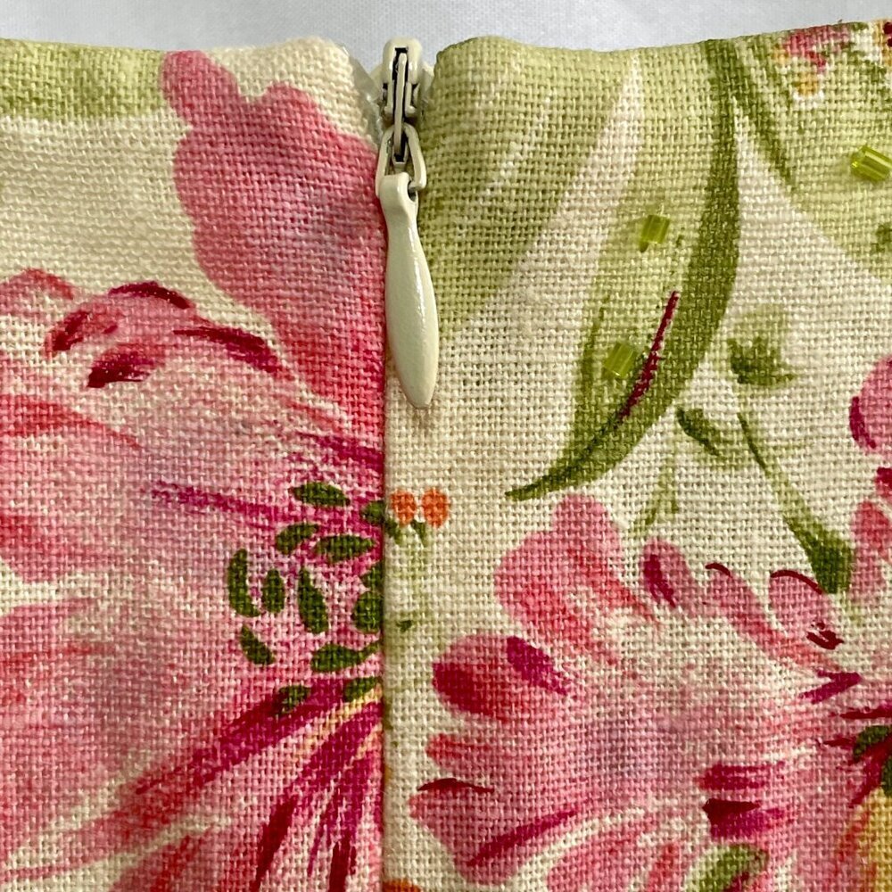 Coldwater Creek Floral Linen Blend Beaded Sleeveless Shift Dress Petite 10 - Picture 10 of 16